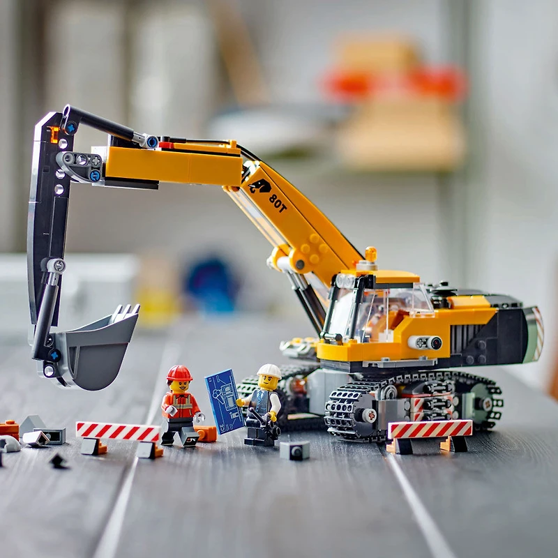 LEGO City Yellow Construction Excavator, Pretend Play Toy Digger, 60420