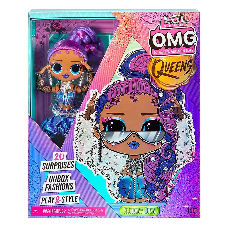 Poupée-mannequin LOL Surprise OMG Queens, Runway Diva, avec 20 surprises