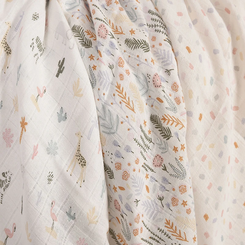 Baby's First by Nemcor Lot de 3 couvertures en mousseline de coton, motif floral