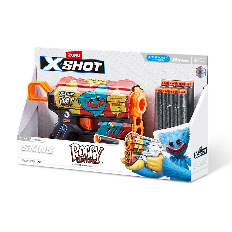 Pisolet Flux XSHOT Skins - Décoration Poppy Playtime (8 Fléchettes) par ZURU