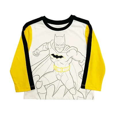 Batman - T-shirt ras du cou à manches longues - blanc cassé chiné et jaune et noir - Taille 2T - Exclusivité Toys "R" Us