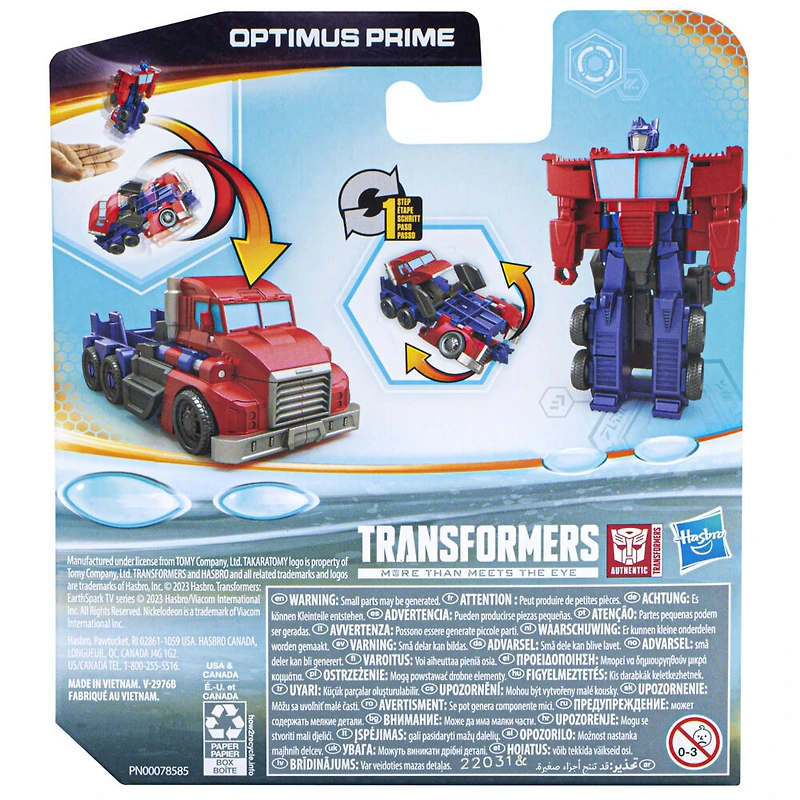 Transformers Toys EarthSpark 1-Step Flip Changer Optimus Prime 4-Inch Action Figure, Robot Toys