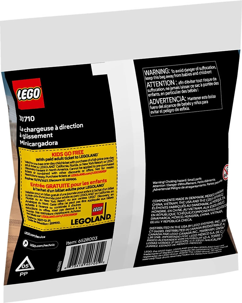LEGO Technic Skid-Steer Loader Building Kit - Construction Site Role Play - Travel Toy for Kids - 30710
