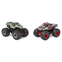 Monster Jam, Coffret de 2 monster trucks officiels en métal moulé Soldier Fortune Black Ops vs Zombie qui changent de couleur, échelle 1:64