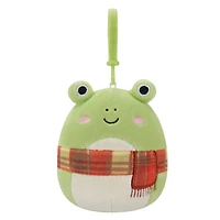 Squishmallows à pince de 8,89 cm - Grenouille verte Wendy avec écharpe à carreaux