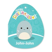 Peluche Squishmallows 16" - John-John le Dino bleu ardoise au ventre blanc
