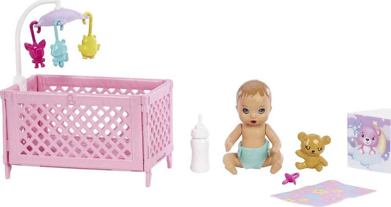 ​Barbie Skipper Babysitters Playset with Skipper Doll, Baby Doll with Sleepy Eyes, Crib and Accessories
