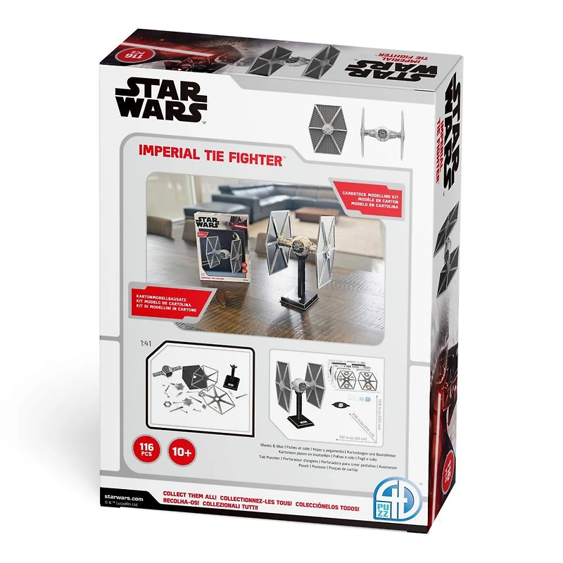 4D Build, Star Wars Tie Fighter/LN, 3D Paper Model Kit, 116 Piece Paper Model Kit