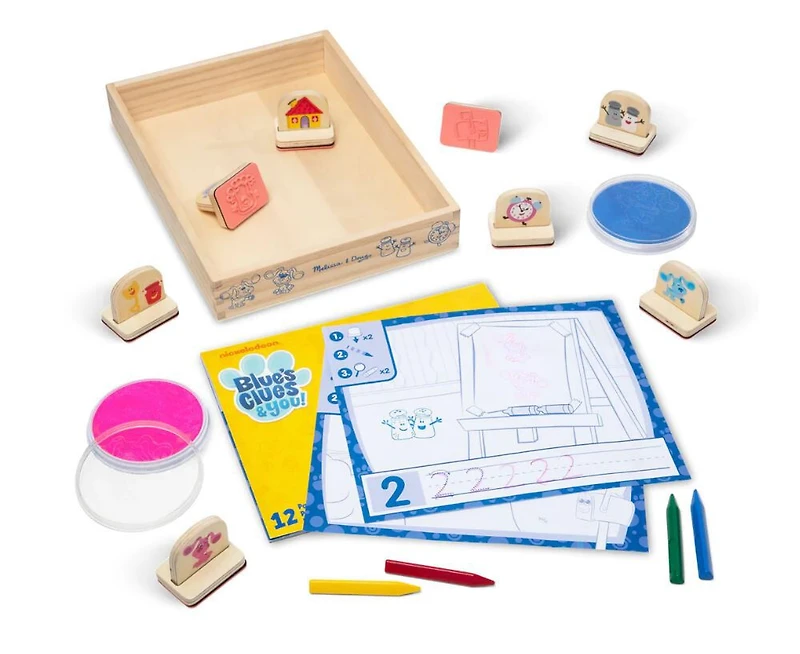 Blue's Clues and Vous! Jeu d'activités tampons à poignée en bois