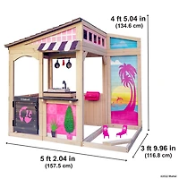KidKraft Maisonnette d'extérieur Bord de mer en bois Barbie comprenant un ensemble de table et chaises fixable pour poupées
