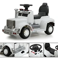 KidsVip 6V Enfants at Tout-Petits Big Rig Monter sur la Voiture de Poussée de Camion Voiture Eléctrique avec Commande à Distance - Blanc - Édition anglaise