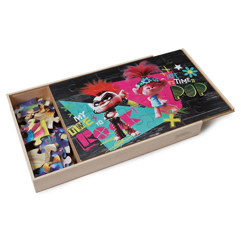 Trolls World Tour Jigsaw Puzzles for Kids, Set of 7 Wood Puzzles with Storage Box