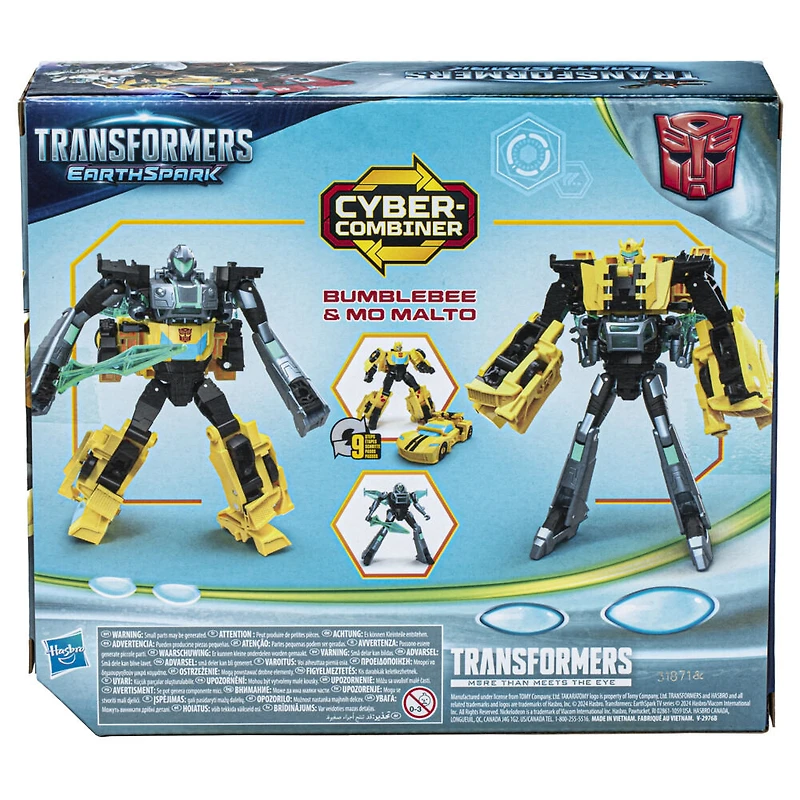 Transformers EarthSpark Cyber-Combiner, figurines Bumblebee et Mo Malto