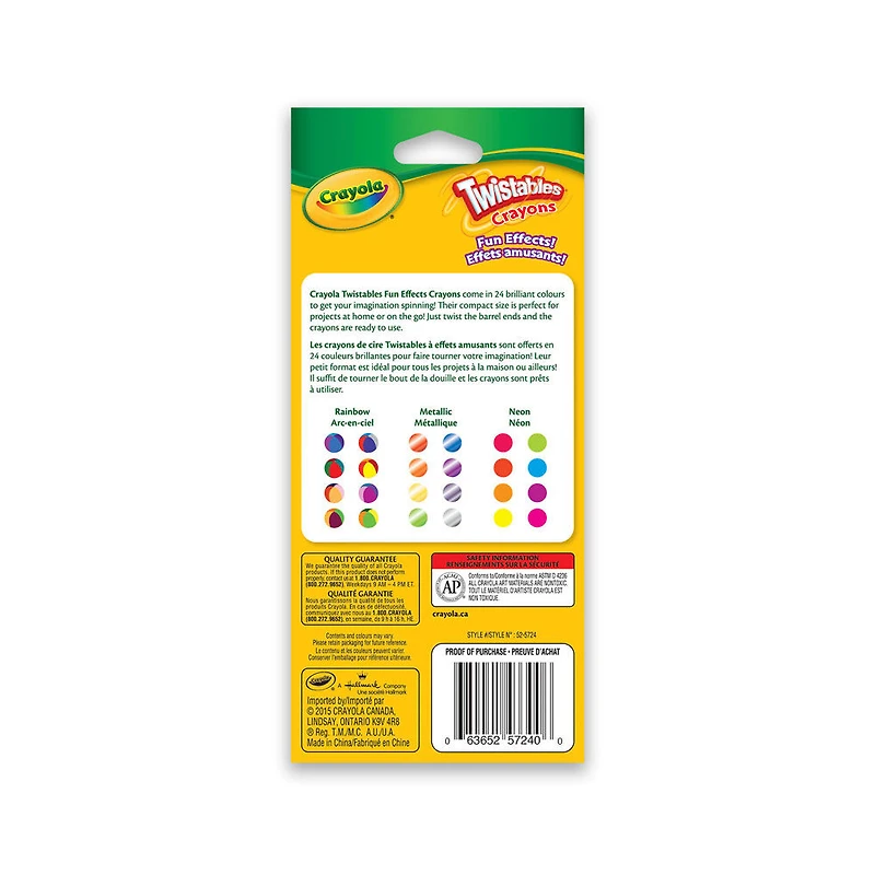 Crayons de cire Twistables effets amusants