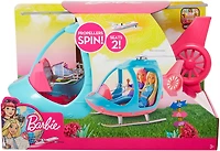 Hélicoptère Barbie, rose et bleu avec hélice qui tourne