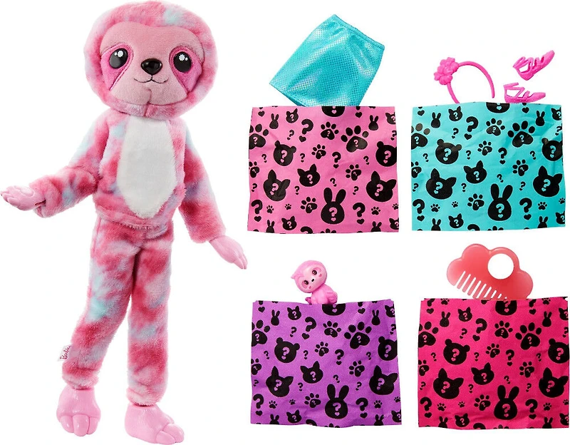 Barbie Cutie Reveal Fantasy Series Doll with Sloth Plush Costume and 10 Surprises