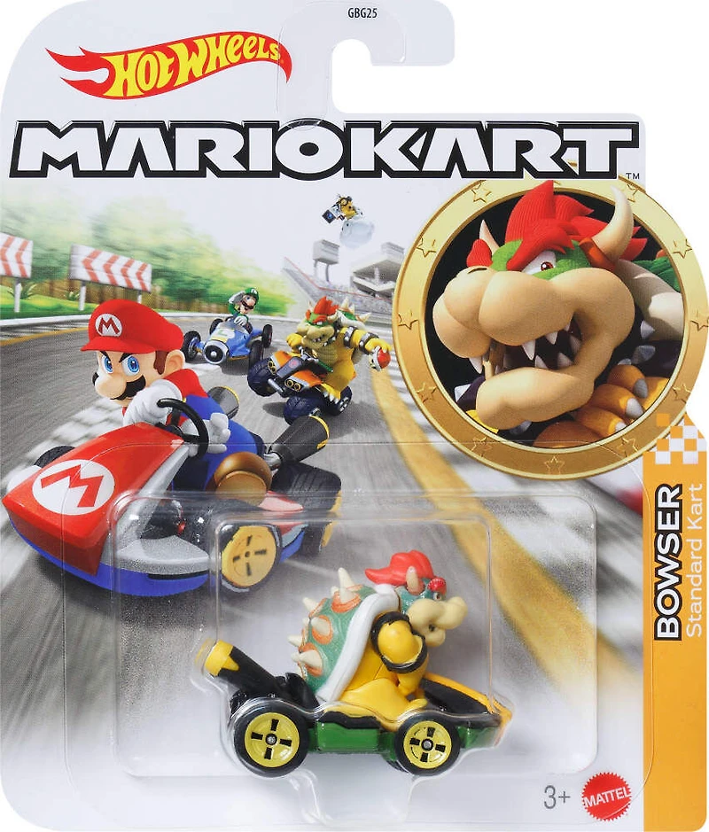 Bowser Standard Kart Mario Kart Hot Wheels en métal moulé