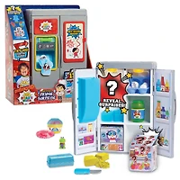 Frigo Surprise de Ryan Chef de Ryan's World, Sons et Lumières, Tableau Effaçable à Sec et Aliments pour Jouer, Paquets Surprises de Figurines, Boue, et Bien d'Autres !