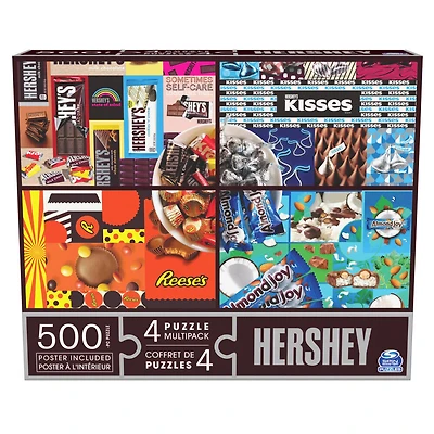 Hershey's, Coffret de 4 puzzles, 500 pièces qui se combinent pour former un méga puzzle : Reese's, Hershey's Kisses, Almond Joy