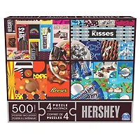 Hershey's, Coffret de 4 puzzles, 500 pièces qui se combinent pour former un méga puzzle : Reese's, Hershey's Kisses, Almond Joy