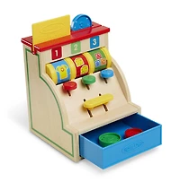 Melissa & Doug Spin and Swipe Caisse enregistreuse en bois avec 3 pièces de jeu, carte de crédit