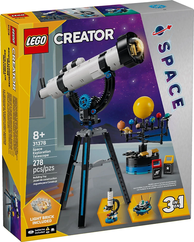 LEGO Creator 3 en 1 Le Télescope d'Exploration Spatiale, Se Transforme en Microscope ou en OVNI 31378
