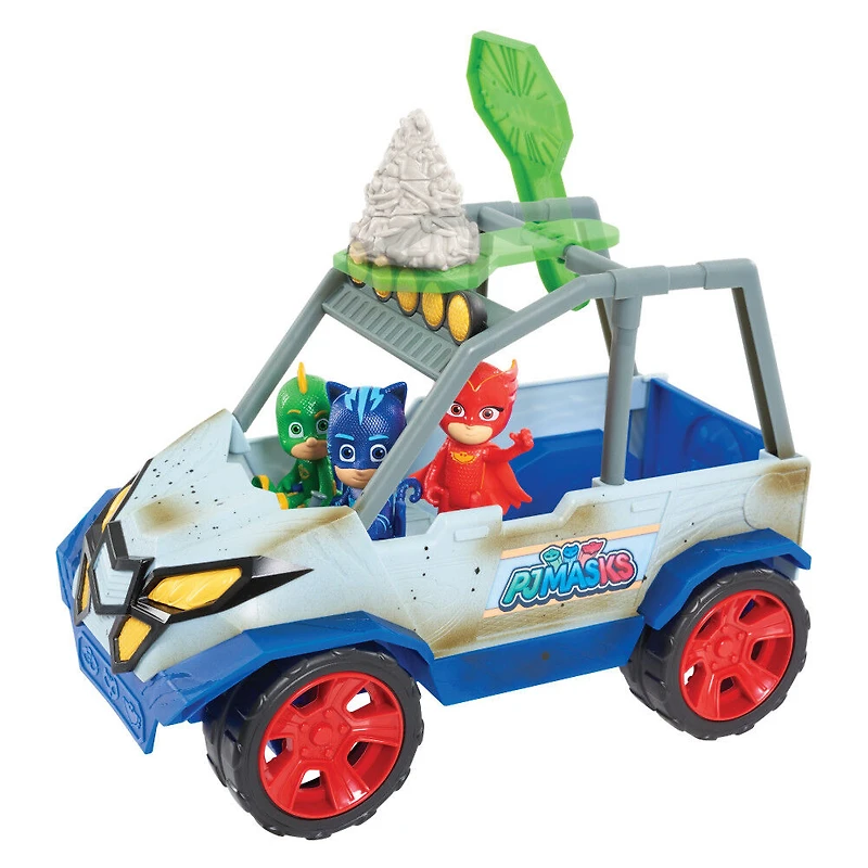 Véhicule de Secours Tout-Terrain pour Problème de Dinosaure des Pyjamasques, Inclut Figurines de Dinosaure et Catboy - Édition anglaise