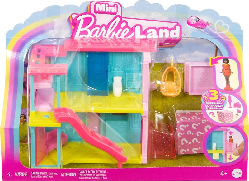 Barbie Mini BarbieLand Doll House Sets, Mini Dreamhouse with Surprise 1.5-inch Barbie Doll, Furniture & Accessories