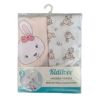 2 Serviettes À Capuche Rose/Gris