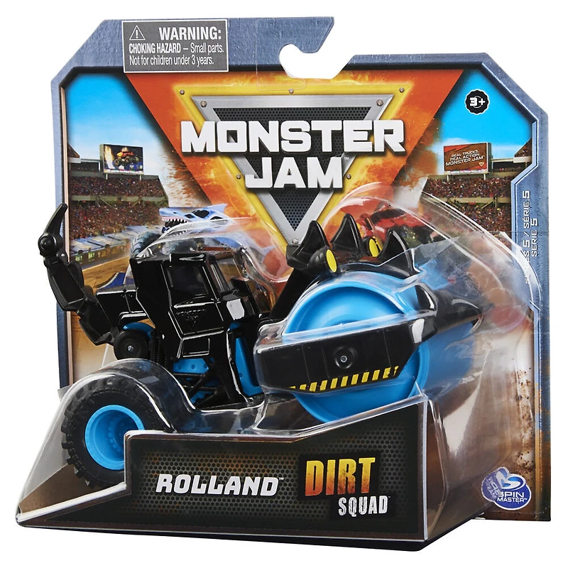 Monster Jam, Monster truck Rolland Dirt Squad Steamroller officiel avec pièces mobiles