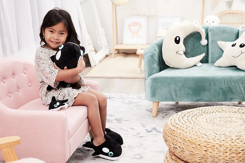 NightBuddies and BabyBuddies Set of 15" and 5" Plush Orca Black Light-Up Eyes