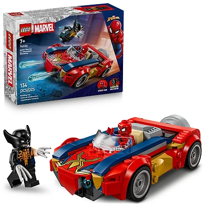 LEGO Marvel Spider-Man La Voiture de Spider-Man contre Wolverine Venomisé - Jouet de Construction de Superhéros pour Enfants - 76336