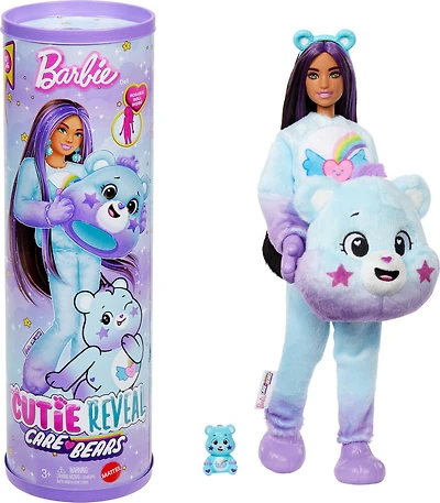 Barbie Cutie Reveal Care Bears Doll & Accessories, Series 2 Dream Bright Bear with 10 Surprises