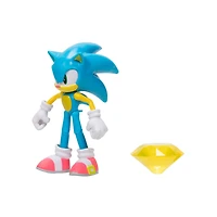  Figurine de 4 pouces Sonic - Sonic moderne (NEON) avec Émeraude de chaos jaune comme accessoire