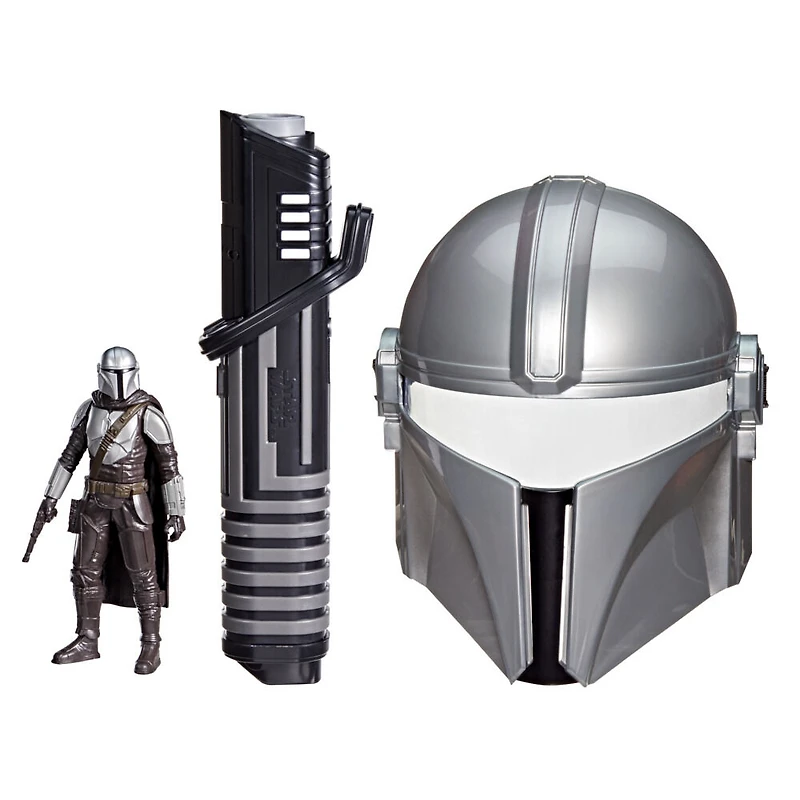 Star Wars The Mandalorian Pack Chasseur de primes, sabre noir, masque et figurine - Notre exclusivité