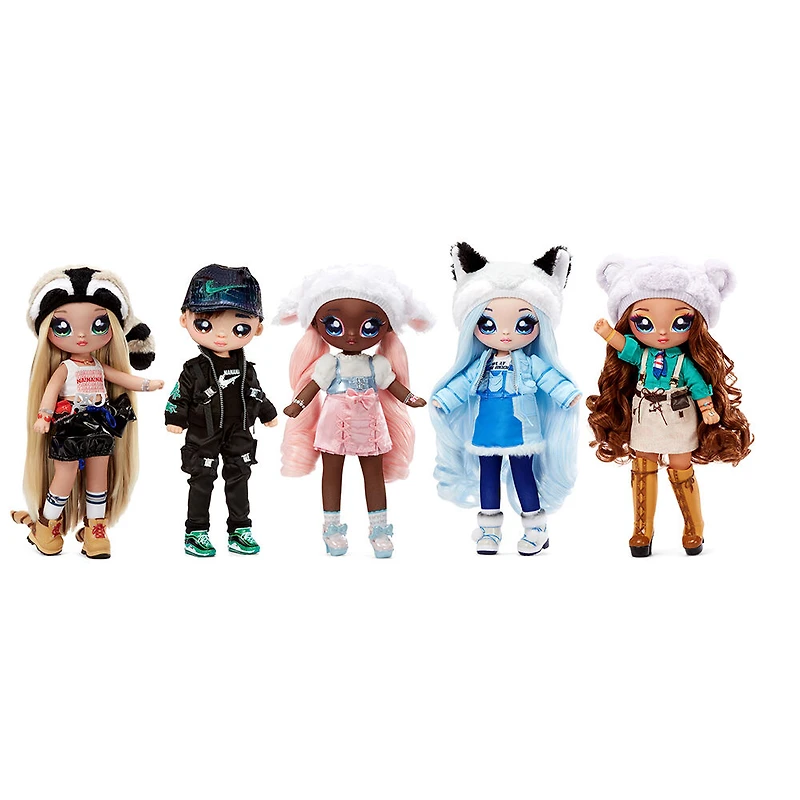 Poupée-mannequin Na Na Na Surprise Teens - Gretchen Stripes, poupée en tissu doux de 11 po (28 cm), blonde, inspirée d'un raton laveur