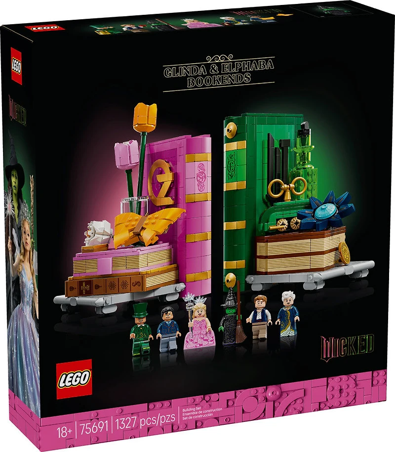 LEGO Wicked Glinda & Elphaba Bookends For Shelves, Fantasy Gift Craft Kit Reading Decor 75691
