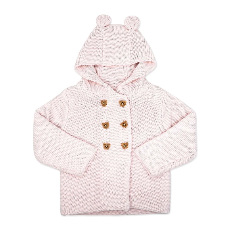 Baby Mode 2 Piece Hooded Knit Set: Pink