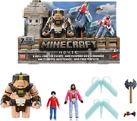 Minecraft A Well-Crafted Escape Figure Pack with 3 Action Figures & 4 Accessories Inspired by the Movie