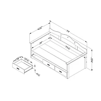 Tiara Lit divan avec rangement- Blanc solide
