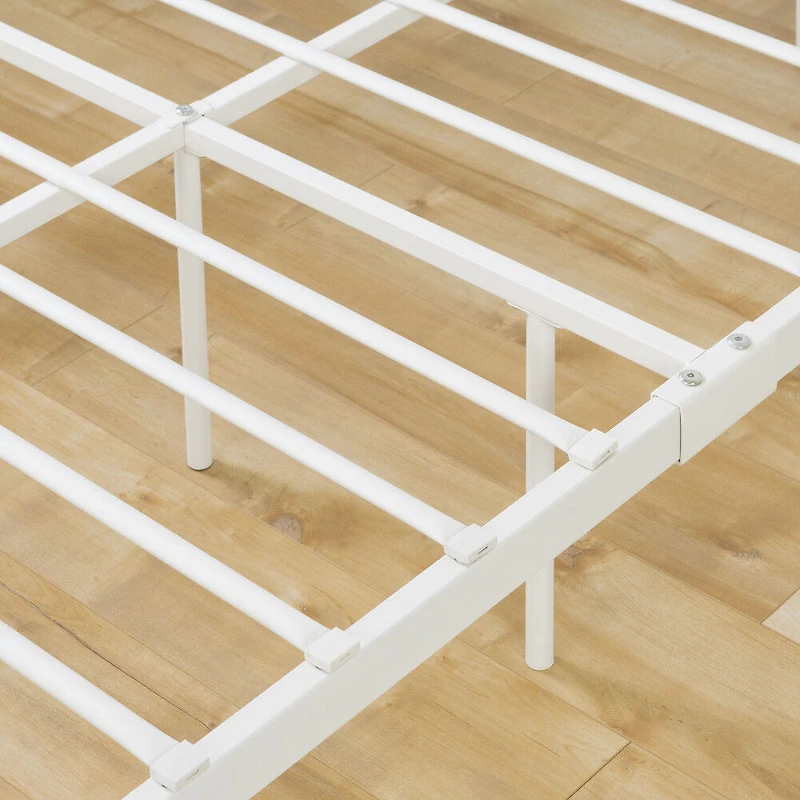 Country Poetry Lit de métal plateforme complet Simple Blanc solide