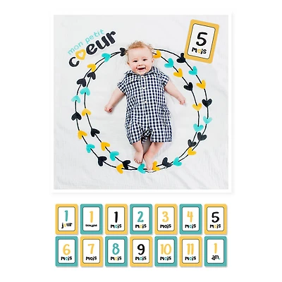 Lulujo - Mon Petit Coeur Milestone Blanket - French Edition