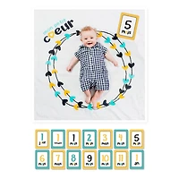 Lulujo - Mon Petit Coeur Milestone Blanket - French Edition