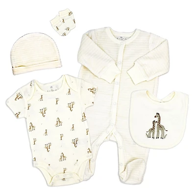 Rock a Bye Baby Cream Giraffe Velour 5 Piece Gift Set NB