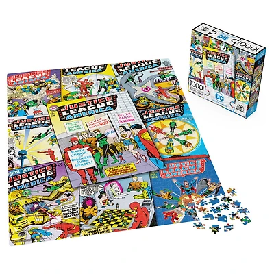 DC Comics, Justice League, Puzzle de 1 000 pièces représentant des couvertures de comics avec Wonder Woman et Superman, avec poster