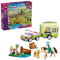 LEGO Friends La Remorque pour le Cheval et le Poulain - Jouet, avec 2 Minipoupées, un Chiot, un Cheval, un Poulain et une Grenouille - 42695