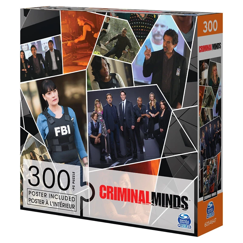 Criminal Minds, 300-Piece Jigsaw Collage Puzzle Spencer Aaron Derek Emily FBI Crime TV Show with Collectible Poster