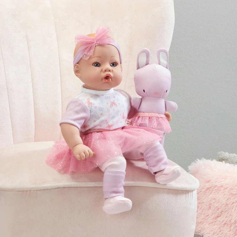 Poupon ballerine de 30,50 cm avec petit lapin en peluche