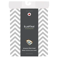 Kushies Drap Contour pour Parc Coton Flanelle Chevron Gris