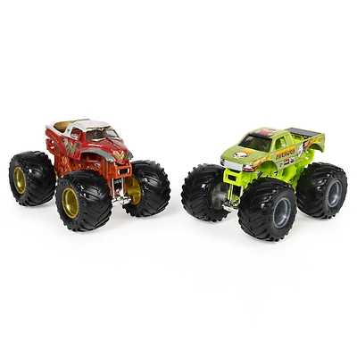 Monster Jam, Monster trucks Wonder Woman vs Avenger officiels qui changent de couleur en métal moulé, échelle 1:64